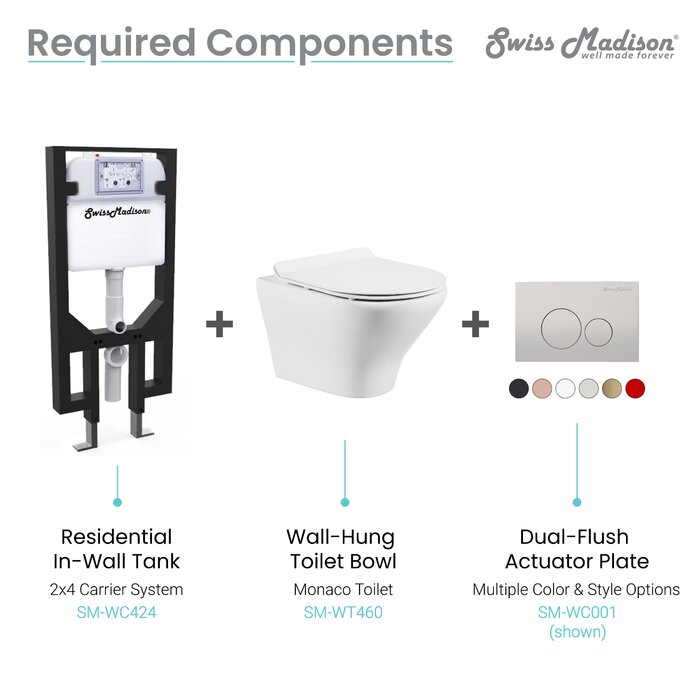 Swiss Madison Monaco Dual-Flush Wall Mounted Toilet With Seat & Reviews ...